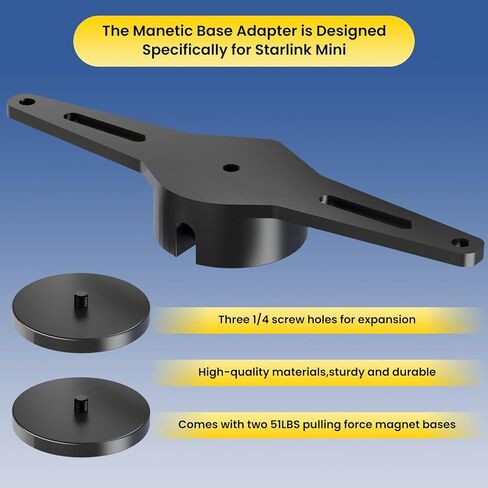 for Starlink Mini Mount Roof, Starlink Mini Tripod Adapter Aluminum 1/4 Inch Mount Base with 2X Magnetic Base, Starlink Mini Accessories for Travel Essentials/Vans/RV/Camping in Saudi Arabia