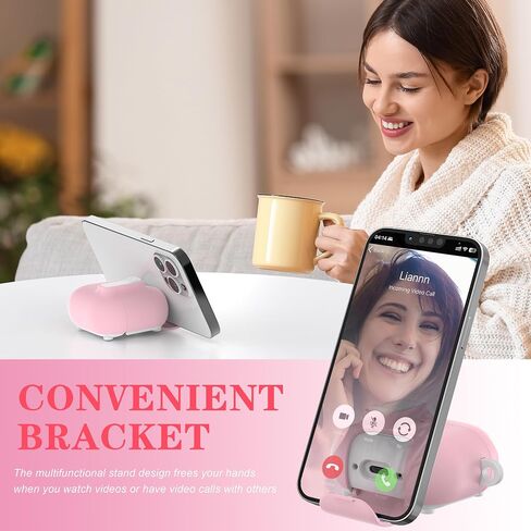 AirPods 4 Case with Free Cleaning Kit Shockproof Cover, Anti-Slip Adjustable Kickstand, Anti-Fingerprint Coating & Precision, Full Drop Protection Cover with Cute Keychain, Pink in Saudi Arabia