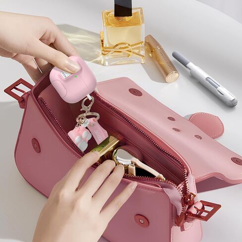 AirPods 4 Case with Free Cleaning Kit Shockproof Cover, Anti-Slip Adjustable Kickstand, Anti-Fingerprint Coating & Precision, Full Drop Protection Cover with Cute Keychain, Pink in Saudi Arabia