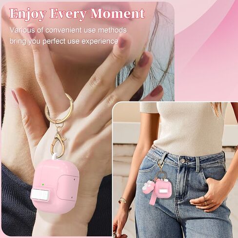 AirPods 4 Case with Free Cleaning Kit Shockproof Cover, Anti-Slip Adjustable Kickstand, Anti-Fingerprint Coating & Precision, Full Drop Protection Cover with Cute Keychain, Pink in Saudi Arabia