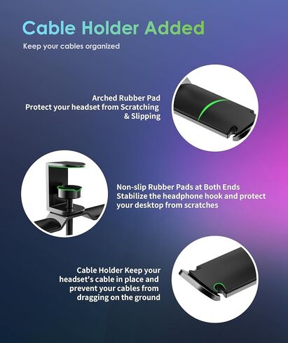 6amLifestyle Dual Rotatable Headphone Stand Hanger Under Desk Clamp Headset Holder Aluminum Load up to 11lb Headset Stand Hanger Compatible with Universal Headphones, Black 6A-13BK in Kuwait