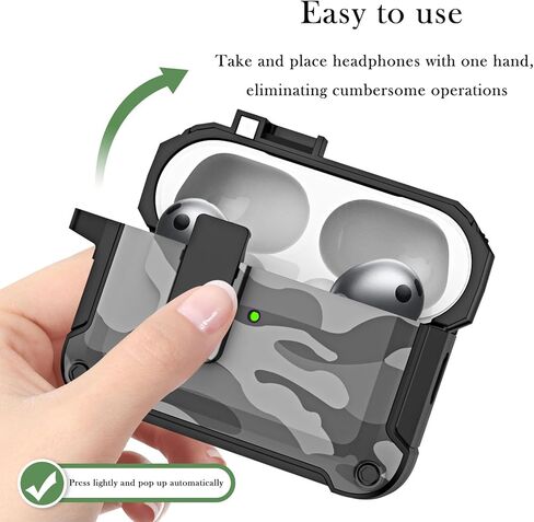 for Apple Airpods 4 Generation 2024 Case Cover with Lock, Armor Rugged Camo Military Hard Shell Protective [Front LED Visible] Earbuds Skin for Airpods 4th Camouflage Green in Saudi Arabia