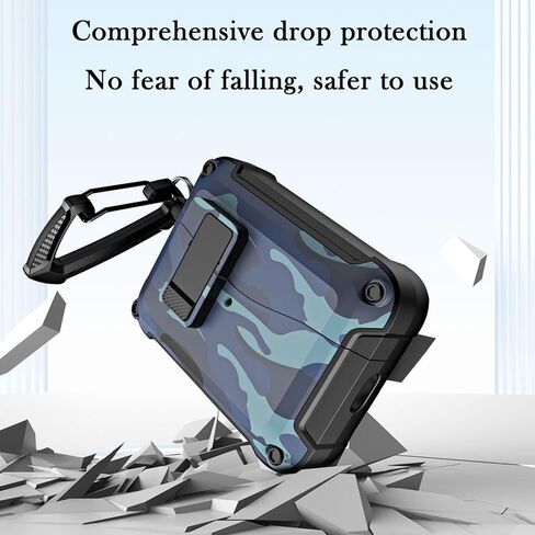 for Apple Airpods 4 Generation 2024 Case Cover with Lock, Armor Rugged Camo Military Hard Shell Protective [Front LED Visible] Earbuds Skin for Airpods 4th Camouflage Green in Saudi Arabia