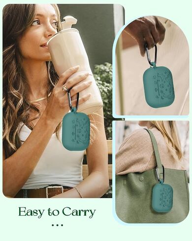 BOARETIU for Airpod Pro Case ، for Airpod Pro 2 Case - 3D Silicone محفور على غطاء Kawaii لطيف مع Carabiner Keychain for Women Girls Green Design for Airpods Pro 2nd/1st Gen Cases ، Dinosaur in Kuwait