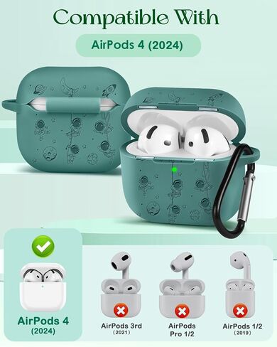 Boaretiu for Airpod Pro Case, for Airpod Pro 2 Case - 3D Silicone Engraved Elegant Cute Kawaii Cover with Carabiner Keychain for Women Girls Green Design for Airpods Pro 2nd/1st Gen Cases, Dinosaur in Kuwait