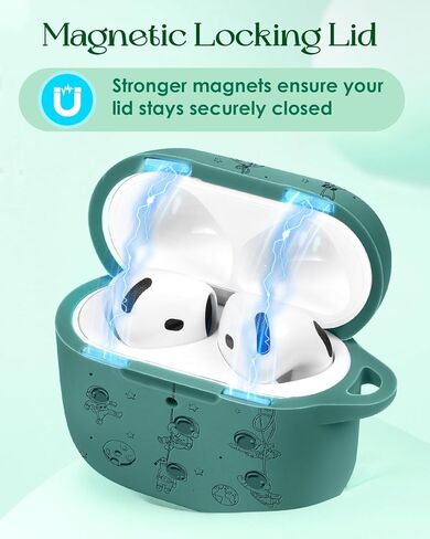 Boaretiu for Airpod Pro Case, for Airpod Pro 2 Case - 3D Silicone Engraved Elegant Cute Kawaii Cover with Carabiner Keychain for Women Girls Green Design for Airpods Pro 2nd/1st Gen Cases, Dinosaur in Kuwait