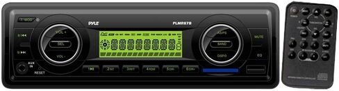 جهاز استقبال وحدة الراديو البحرية Pyle PLMR87WB 12 فولت، طاقة 4 × 40 واط، مساعد، USB، وصلات RCA، شاشة LCD رقمية، تكوين صوت EQ، تصميم DIN فردي عالمي in Saudi Arabia