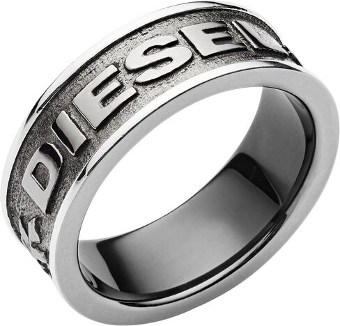 Diesel Men's Silver Stainless Steel Logo Signet Ring (Model: DX1475040) in Kuwait
