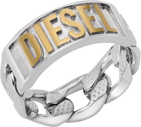 Diesel Men's Silver Stainless Steel Logo Signet Ring (Model: DX1475040) in Kuwait
