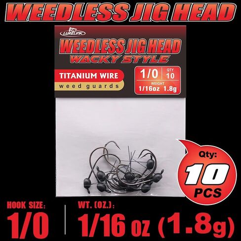 Weedless-Weighted-Wacky-Rig-Hooks-for-Bass-Fishing-Wide-Gap-Worm-Hook-Jig-Heads 10 Pack in Kuwait