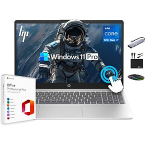 HP 15.6 FHD IPS Touchscreen Pavilion Laptop, Computer, 10-Core Intel i7 Processor, 32GB RAM, 1.5TB Storage (1TB SSD + 500GB Ext), Wi-Fi 6E, Windows 11 Pro+Lifetime Microsoft Office, MarxsolAccessory