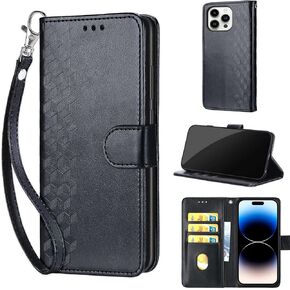 مصممة لمحفظة iPhone 14 Pro Case ، تقلب النساء غطاء الورقة مع حاملي بطاقة ائتمان من جلد PU مقشورات فتحات حزام معصم على iPhone 14 Pro 6.1 inch (Rose Gold Butterfly) in Kuwait
