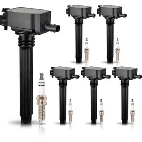 ENA 6 Pack UF648 Ignition Coil with 97390 Iridium Spark Plugs 3.2L 3.6L V6 Compatible with Dodge Chrysler VW 200 300 Challenger Avenger Charger Durango Journey Grand Cherokee Caravan Wrangler Routan