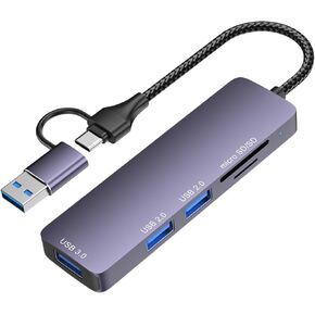 محول USB C/USB ، 5 في 1 محول USB-C الفاصل مع 3 منافذ بيانات USB-A ، قارئ بطاقة SD/TF ل MacBook ، الكمبيوتر المحمول والمزيد