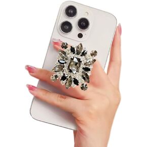 Cute Cubic Flower Shape Design Collapsible Expandible Mobile Phone Grip Stand Holder for Smartphone Tablet Cell Phone Accessory (Black)
