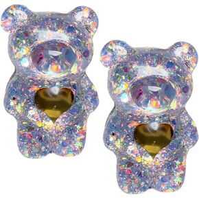 2Pcs Purple Mobile Phone Finger Stand,Cute 3D Bear Doll Phone Holder Support Comfortable Grip Anti-Slip Creative Flexible Light Cell Phone Stands Accessories