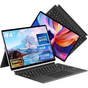 2 in 1 laptop, 14 inch Touchscreen laptops, Gaming Laptop N100 CPU 1920 × 1200P IPS FHD, Traditional Laptop Computers with 16GB 512GB SSD, Laptop Computers with Backlit keyboard, BT 5.2 WiFi 6, Win11