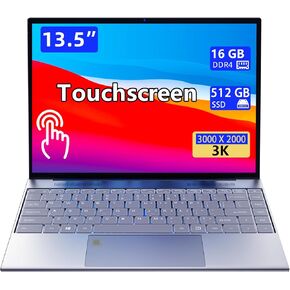 جهاز كمبيوتر محمول تعمل باللمس بحجم 13.5 بوصة ، (RAM 16GB ، 512 جيجابايت SSD) ، 3K (3000 × 2000) IPS ، معالج Celeron N95 يصل إلى 3.4 جيجاهرتز ، لوحة المفاتيح الخلفية ، بصمة الإصبع