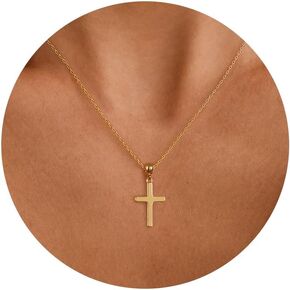Moodear Cross Necklace for Women - Dainty 14K Gold Plated/Sterling Silver/Rose Gold Layered Cross Pendant Simple Cute Necklaces for Women Trendy Jewelry Gifts in Kuwait