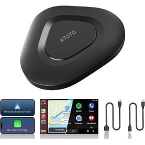 2-in-1 Wireless CarPlay Adapter & Android Auto Box, 2025 Upgrade Smart Box - Convert Wired to Wireless CarPlay Adapter, Plug & Play, Easy Setup, Compatible with Car Models 2016+, AD3APL-BK (AD3A)