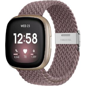 Bands Compatible with Fitbit Versa 4/Sense/Versa 3/Sense 2 Band Men Women, Stretchy Nylon Braided Sport Strap Wristband for Fitbit Sense 2 and Versa 4 Watch Band Woman in Saudi Arabia