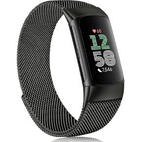 Meliya for Fitbit Charge 6 Bands Women Men, Stainless Steel Metal Mesh Loop Adjustable Magnetic Wristband Replacement Straps Compatible with Fitbit Charge 6 Fitness Tracker in Kuwait