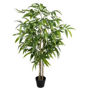 Modern Decorative Artificial Bamboo Plant, 6 ft Tall, Green Leaves, Black Pot, Indoor Decor in Saudi Arabia