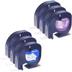 Compatible for Dymo Letratag Refills 3 Pack 16952 12267 16951 S0721530 Clear and 3 Pack 91331 White Plastic Label Tape 12mm x 4m
