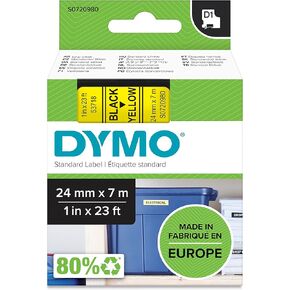 Dymo أصيلة D1 العلامات | طباعة سوداء على شريط أصفر | 6 مم × 7 م | ملصقات ذاتية اللصق لصناع الملصقات الملصقات | صنع في أوروبا
