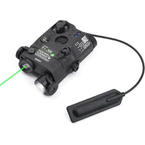 Airsoft PEQ15 Aiming Red/Green/Blue Laser, PEQ 15 Box with IR Laser+Red/Green/Blue Laser+Strobe/Constant White LED Flashlight, Suitable for 20mm Picatinny Rail AEG GBB CQB