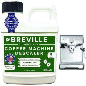 Breville Espresso Machine Compatible Descaler - 1 YEAR SUPPLY - Concentrated Descaler for Breville - 16 oz Coffee Maker Cleaner for Breville, Nespresso, Delonghi, Espresso Machine - 4 Uses