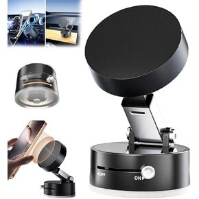 Vacuum Suction Magnetic Phone Holder, 360° Rotatable Double-Sided Suction Car Phone Mount, Foldable Portable Magnetic Bracket for Car/Mirror/Gym (Pink)