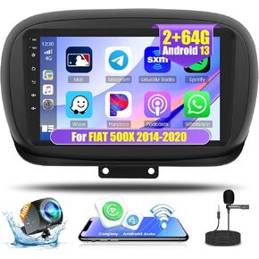 سيارة راديو Car For Fiat 500X 2014 2015 2015 2017 2018 2019 2020: [2g+64g] 9 بوصة من ستيريو السيارة مع Carplay Android Auto ، شاشة تعمل باللمس لـ Fiat 500x مع GPS Bluetooth Link WiFi FM RDS DSP