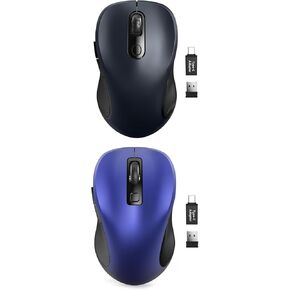 2 Pack Wireless Business Mouse للكمبيوتر المحمول ، فأر كمبيوتر مريح 2.4 جيجا هرتز مع أزرار الظهر والأمام ، 3 مستويات سرعة تتبع ، 6 أزرار ، الفئران اللاسلكية USB الضوئية لنظام التشغيل Windows Chromebook Macbook PC