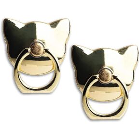 [2 Packs] Cat Glossy Cell Phone Ring Holder Stand, 360 Degree Rotation Finger Ring Kickstand with Polished Metal Phone Grip for Magnetic Car Mount, Smartphone Accessories