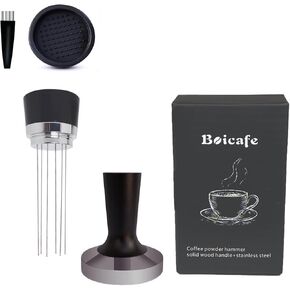 58mm Coffee Tamper Espresso Hand Tamper 304 Stainless Steel Espresso Wooden Handle Coffee Tamper with Mat (58mm)