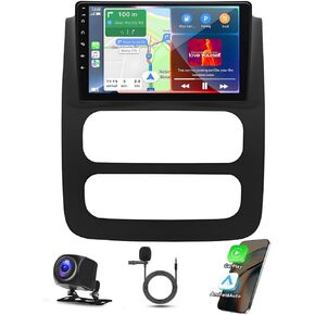 9" 4G+64G Android 13 Car Stereo fit for Dodge Ram 1500 2500 3500 2003 2004 2005 IPS Touchscreen Double Din Car Radio Stereo w/Wireless Carplay Android Auto GPS Navigation WiFi BT SWC Backup Camera Mic