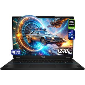MSI Stealth 18 AI Studio Gaming Laptop, Intel Ultra 9-185H, 64 GB DDR5 RAM, 4 TB + 4 TB PCle SSD, 18" QHD+ (2560x1600) 240Hz, Nvidia G-Force RTX 4080, Backlit Keyboard, W11 Pro