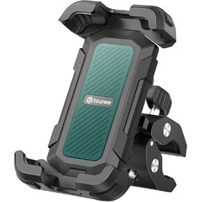حامل هاتف Tounee Motorcycle Mount -Dampener Dampener ، Pike Pike Holder Bike خالية من الأدوات مقطع مقود وقفل آمن لـ iPhone 16/15 Pro Max ، 4.7-6.9 "هواتف -أسود
