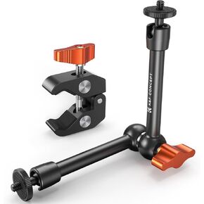 K&F Concept 9.8" Magic Arm with Super Clamp, Magic Arm Clamp Kit with 1/4" & 3/8" Thread Screw, Articulating Friction Arm with Cold Shoe Clamp Mount for Monitor, LED Light, Webcam, Action Camera