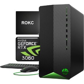 [Geforce RTX 3060] 2022 HP Pavilion Gaming Desktop PC, 32GB RAM, 1TB SSD+2TB HDD, Intel i5-10400F, Wired Mouse & Keyboard, Bluetooth, Wi-Fi, USB Type-C, Display Port, HDMI, Windows 11, Mouse Pad