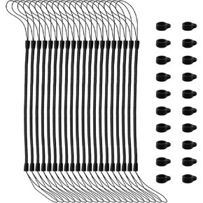 20 Pcs Pen Leash,Retractable Elastic Lanyard Tether,Contains 20 PCS 0.31in Black Silicone Hanging Rings,Suitable for Attaching The Drawing Pen to The Touch Screen