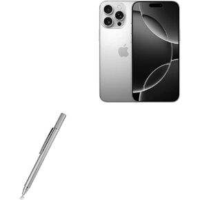 BoxWave Stylus Pen Compatible with Apple iPhone 16 Pro Max - FineTouch Capacitive Stylus, Super Precise Stylus Pen - Metallic Silver