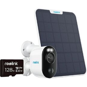 REOLINK Argus 3E + 3W Solar Panel & microSD Card (128GB) - 2K 3MP Cameras for Home Security Indoor Outside, No Extra Subscription Fee, Smart Detection, Home Hub Compatible