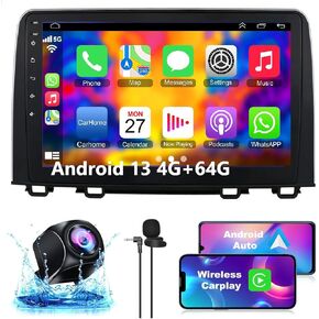 9 Inch HD Touch Screen Android 13 Stereo Car Radio for Honda CRV 2017 2018 2019 2020 2021 Wireless Carplay | Android Auto 8-Core 4G+64G Weather Display WiFi GPS Navigation Bluetooth 5.0