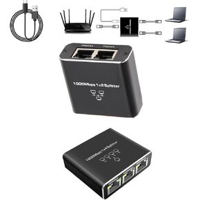 Ethernet Splitter 1 to 2/4 - High Speed 1000Mbps, Gigabit LAN Splitter with USB Power Cable, RJ45 for Cat5/5e/6/7/8 Cable [4 Devices Simultaneously Networking]