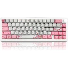 GMK67 Custom Mechanical Keyboard Kit with Cherry Blossom Pink Keycaps Set