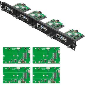 UCTRONICS 1U Rack Mount for Raspberry Pi 5, 19" Server Rack with 4 PCIe to M.2 NVME SSD Adapters, Support Up to 4 Pi 5