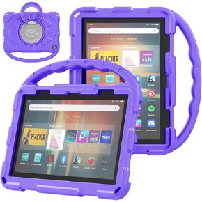 Fire HD 8 Tablet Case for Kids,Amazon Fire HD 8 Case(2024/2022/2020 Release,12th/10th Generation).(Incompatible with iPad and TCL) Rotating 360 Kickstand Lightweight Shockproof Protective Case Cover