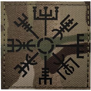 IR Infrared Vegvisir Viking Norse Heathen 2x2 IFF Tactical Hook and Loop Touch Fastener Patch